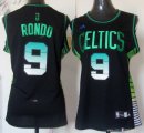 Maillot Femme Boston Celtics NO.9 Rajon Rondo Noir Vert