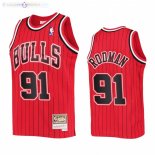 Maillot NBA Enfants Bulls NO.91 Dennis Rodman Rouge Throwback 2021