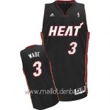 Maillot Miami Heat No.3 Dwyane Wade Noir Rouge