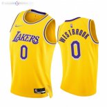 Maillot NBA Nike Los Angeles Lakers NO.0 Russell Westbrook 75th Season Diamant Jaune Icon 2021-22