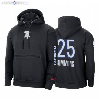 Hoodies Philadelphia 76ers NO.25 Ben Simmons Noir Ville 2020
