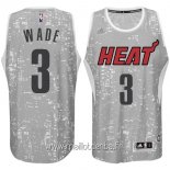 Maillot Miami Heat Ville Lumières No.3 Wade Gris