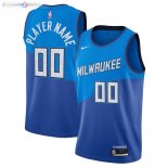 Maillot NBA Milwaukee Bucks NO.00 Personnalisé Bleu Ville 2020-21