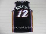 Maillot Utah Jazz No.12 John Stockton Retro Noir