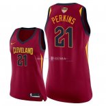 Maillot Femme Cleveland Cavaliers NO.21 Kendrick Perkins Rouge Icon Patch Finales Champions 2018