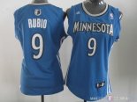 Maillot Femme Minnesota Timberwolves NO.9 Ricky Rubio Bleu