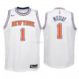 Maillot Enfants New York Knicks NO.1 Emmanuel Mudiay Blanc Statement 2018
