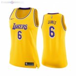 Maillot Femme Los Angeles Lakers NO.6 LeBron James Jaune Icon 2021-22