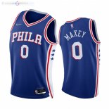 Maillot NBA Nike Philadelphia Sixers NO.0 Tyrese Maxey 75th Season Diamant Bleu Icon 2021-22
