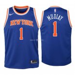 Maillot Enfants New York Knicks NO.1 Emmanuel Mudiay Bleu Icon 2018