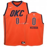 Maillot Enfants Earned Edition Oklahoma City Thunder NO.0 Russell Westbrook Orange 2018-19