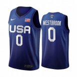 Maillot 2020 Jeux Olympiques Tokyo USMNT NO.0 Russell Westbrook Bleu