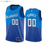 Maillot NBA Nike Milwaukee Bucks NO.00 Rodion Kurucs Nike Bleu Ville 2021