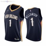Maillot NBA Nike New Orleans Pelicans NO.1 Zion Williamson 75th Season Diamant Marine Icon 2021-22