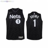 Maillot NBA Enfant Earned Edition Brooklyn Nets NO.1 Bruce Brown Noir 2021