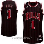 Maillot Chicago Bulls No.1 Derrick Rose Noir Bande