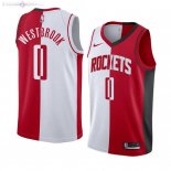 Maillot Houston Rockets NO.0 Russell Westbrook Rouge Blanc Split Edition