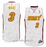 Maillot Miami Heat No.3 Dwyane Wade Blanc Or