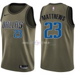 Maillot Service De Salut Dallas Mavericks NO.23 Wesley Matthews Nike Armée verte 2018