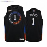 Maillot Enfant New York Knicks NO.1 Obi Toppin Noir Ville 2020-21
