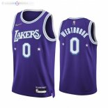 Maillot NBA Nike Los Angeles Lakers NO.0 Russell Westbrook 75th Pourpre Ville 2021-22