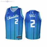 Maillot NBA Enfants Hornets NO.2 LaMelo Ball Vert Bleu 2021