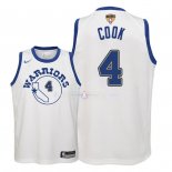 Maillot Enfants Golden State Warriors Finales Champions 2018 NO.4 Quinn Cook Nike Retro Blanc Patch