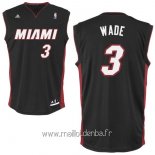 Maillot Miami Heat No.3 Dwyane Wade Miami Noir