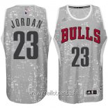 Maillot Chicago Bulls Ville Lumières No.23 Jordan Gris