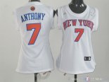 Maillot Femme New York Knicks NO.7 Carmelo Anthony Blanc Orange