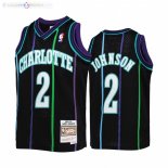 Maillot NBA Enfants Hornets NO.2 Larry Johnson Noir Throwback