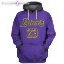 Hoodies Los Angeles Lakers NO.23 LeBron James Pourpre Gris