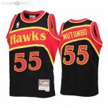Maillot NBA Enfants Hawks NO.55 Dikembe Mutombo Noir Throwback 2021