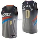 Maillot Oklahoma City Thunder Nike NO.0 Russell Westbrook Nike Gris Ville