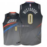 Maillot Enfants Oklahoma City Thunder NO.0 Russell Westbrook Nike Gris Ville 2018