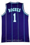 Maillot Charlotte Hornets No.1 Tyrone Curtis Bogues Bleu