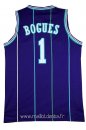 Maillot Charlotte Hornets No.1 Tyrone Curtis Bogues Bleu
