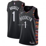 Maillot Enfants Brooklyn Nets NO.1 D'Angelo Russell Nike Noir Ville 2018-19